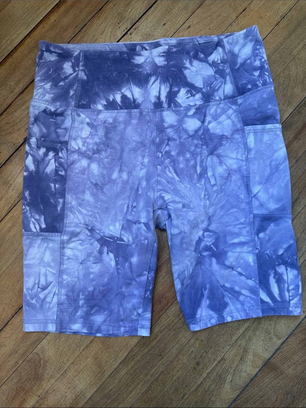 Marika Purple Tie-Dye High-Waist Bike Shorts